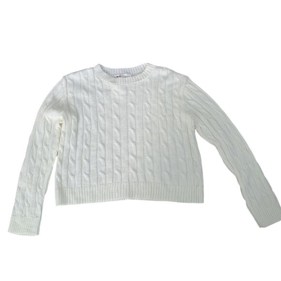 NWT Cotton Emporium Girls  Ivory Cable Knit Long Sleeve Sweater Large - Picture 2 of 7